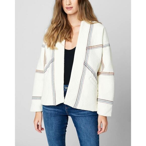 Blank NYC Jackets & Blazers - BlankNYC Cream Open Front Quilt Kimono Jacket Women's Size Small Oversized Fit